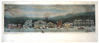 Norman Rockwell Signed Print of His Beloved Piece ''Stockbridge Main Street at Christmas''